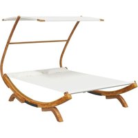 Sonnenliege mit Dach 165x203x138 cm Bugholz Massiv Creme Vidaxl von VIDAXL