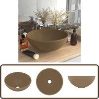 Vidaxl - Luxus-Waschbecken Rund Matt Creme 32,5x14 cm Keramik - Runde Waschbecken - Keramikwaschbecken - Matt Creme - Badezimmeraccessoires von VIDAXL