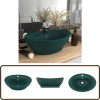 Vidaxl - Luxus-Waschbecken Überlauf Matt Dunkelgrün 58,5x39cm Keramik - Ovales Waschbecken - Keramikwaschbecken - Matt Dunkelgrün von VIDAXL