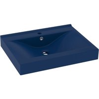 VidaXL Luxus-Waschbecken mit Hahnloch Matt-Dunkelblau 60x46 cm Keramik von RICEEL