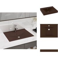 Luxus-Waschbecken mit Hahnloch Matt-Dunkelbraun 60x46cm Keramik - Dusche Waschen - Handwaschbecken - Küchenspüle - Badezimmerarmatur von VIDAXL