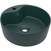 VidaXL Luxus-Waschbecken mit Überlauf Matt Dunkelgrün 36x13 cm Keramik von RICEEL