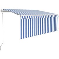 Markise Automatisch Einziehbar mit Volant 3x2,5 m Blau und Weiß Vidaxl von VIDAXL