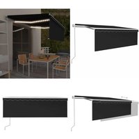 Markise Automatisch mit Rollo LED Windsensor 4,5x3m Anthrazit - Markise mit Windsensor - LED-Beleuchtung von VIDAXL