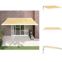 Markise Einziehbar Gelb und Weiß 4x3 m Stoff und Aluminium - Gartenmarkise - Außenmarkise - Sonnenschutz - Terrassendach - Markisentuch von VIDAXL