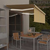 Markise Manuell Einziehbar mit Rollo & led 4x3 m Gelb & Weiß - Vidaxl von VIDAXL
