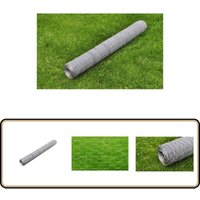 Maschendraht Verzinkter Stahl 25x0,5 m Silbern - Maschendraht - Stahldraht - Gartenzaun - Tiergehege - Vogelvoliere von VIDAXL