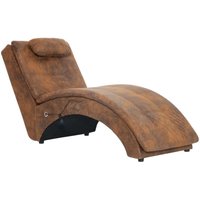 Massage Chaiselongue mit Kissen Braun Wildleder-Optik vidaXL von VIDAXL