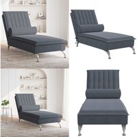 Massage-Chaiselongue mit Nackenrolle Dunkelgrau Samt - Chaiselongue - Relaxsessel - Massagesessel - Wohnzimmermöbel - Samt Sessel - Home & Living von VIDAXL