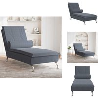 Massage-Chaiselongue mit Nackenrolle Dunkelgrau Samt - Massage Chaiselongue - Massage Chaiselongues - Chaiselongue - Recamiere von VIDAXL