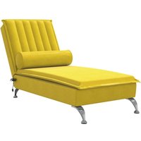 Vidaxl - Massage-Chaiselongue mit Nackenrolle Gelb Samt Vidaxl - Massage-Chaiselongue mit Nackenrolle Gelb Samt von VIDAXL