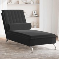 Vidaxl - Massage-Chaiselongue mit Nackenrolle Schwarz Samt von VIDAXL