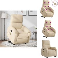 Massagesessel Aufstehhilfe Elektrisch Creme Mikrofasergewebe - Elektrischer Massage Sessel - Relaxsessel - Fernsehsessel - Ergonomischer Sessel von VIDAXL