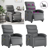 Massagesessel Elektrisch Grau Kunstleder - Massage Sessel - Elektrischer Sessel - Relaxsessel - Fernsehsessel - Bequeme Sessel - Home & Living von VIDAXL