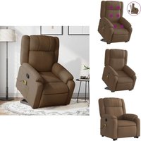 Massagesessel mit Aufstehhilfe Braun Stoff - Massagesessel Mit Aufstehhilfe - Massagesessel - Relaxsessel - Sessel von VIDAXL