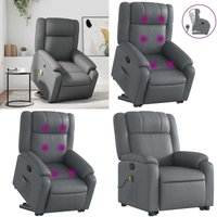 Massagesessel mit Aufstehhilfe Grau Kunstleder - Massage Stuhl - Relaxsessel - Fernsehsessel - Elektrischer Liftstuhl - Ergonomischer Sessel - Home & von VIDAXL