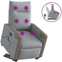 Massagesessel mit Aufstehhilfe Hellgrau Stoff - Vidaxl von VIDAXL