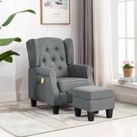 Vidaxl - Massagesessel mit Hocker Hellgrau Stoff von VIDAXL