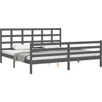 Massivholzbett mit Kopfteil Grau 200x200 cm Vidaxl von VIDAXL