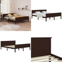Massivholzbett Dunkelbraun Kiefer 200x200 cm - Massivholzbette - Kiefernbett - Doppelbett - Holzbett - Bettrahmen - Home & Living Massivholzbett Dunkelbraun Kiefer 200x200 cm - Massivholzbette - Kiefernbett - Doppelbett - Holzbett - Bettrahmen - Home & Living von VIDAXL