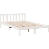Massivholzbett Extra Lang ohne Matratze Weiß 140x210 Kieferholz Vidaxl von VIDAXL