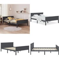 Vidaxl - Massivholzbett Grau Kiefer 140x200 cm - Massivholzbette - Kiefernbett - Doppelbett - Grau - Bettgestell - Home & Living von VIDAXL