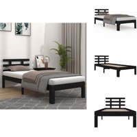 Massivholzbett Schwarz 90x200 cm - Massivholzbette - Kiefernholzbette - Singlebett - Schwarzes Bett - Bettgestell Massivholzbett Schwarz 90x200 cm - Massivholzbette - Kiefernholzbette - Singlebett - Schwarzes Bett - Bettgestell von VIDAXL