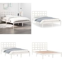 Massivholzbett Weiß 120x200 cm - Holzbett - Doppelbett - Kiefernholzbett - Weißes Bett - Massives Holzbett - Home & Living von VIDAXL