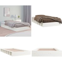 Massivholzbett Weiß 135x190 cm - Holzbett - Doppelbett - Kiefernholzbett - Weißes Bett - Platzsparendes Bett - Home & Living Massivholzbett Weiß 135x190 cm - Holzbett - Doppelbett - Kiefernholzbett - Weißes Bett - Platzsparendes Bett - Home & Living von VIDAXL