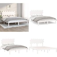 Vidaxl - Massivholzbett Weiß 140x190 cm - Holzbett - Doppelbett - Kiefernholzbett - Weißes Bett - Modernes Bett - Home & Living von VIDAXL