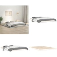 Massivholzbett Weiß 140x200 cm Kiefer - Holzbett - Kiefernholzbett - Doppelbett - Weißes Bett - Modernes Bett - Home & Living von VIDAXL