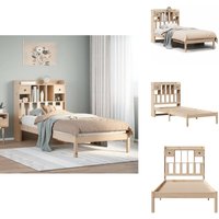 Massivholzbett mit Regal ohne Matratze 100x200 cm Kiefer - Bett Mit Regal - Bett Mit Bücherregal - Holzbett Mit Regal - Holzbett Mit Bücherregal von VIDAXL