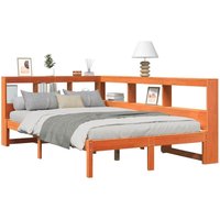 Massivholzbett mit Regal ohne Matratze Wachsbraun 135x190 cm Vidaxl von VIDAXL