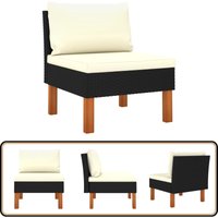 Mittelsofa Poly Rattan und Eukalyptus Massivholz - Gartensofa - Lounge Set - Outdoor Möbel - PE-Rattan - Stahlelement Mittelsofa Poly Rattan und Eukalyptus Massivholz - Gartensofa - Lounge Set - Outdoor Möbel - PE-Rattan - Stahlelement von VIDAXL