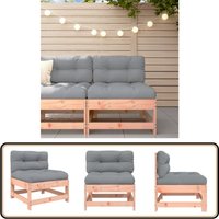 Mittelsofa mit Kissen Massivholz Douglasie - Gartensofa - Holzsessel - Lounge Möbel - Gartenlounge - Gartenmöbeln von VIDAXL
