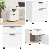 Mobiler Aktenschrank mit Rollen Weiß 45x38x54 cm Holzwerkstoff - Mobiler Aktschrannkasten - Holzwerkstoff Möbel - Weißer Sekretär - Büroorganisation von VIDAXL