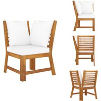 Modular-Ecksofa mit Cremeweißen Kissen Akazie Massivholz - Gartensessel - Lounge Möbel - Outdoor Sofa - Holzsessel - Eckbank von VIDAXL