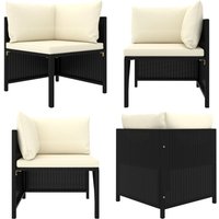Modular-Ecksofa mit Kissen Schwarz Poly Rattan - Gartensorgen - Outdoor Möbel - Loungemöbel - Eckbank - Gartenecke - Home & Living von VIDAXL