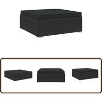Modular-Fußhocker 1 Stk. mit Kissen Poly-Rattan Schwarz - Outdoor Lounge Set - Gartenzubehör - Gartenstuhl - Gartenmöbeln - Rattan Sessel von VIDAXL