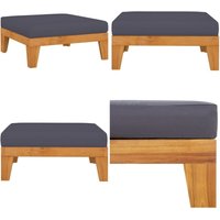 Vidaxl - Modular-Fußhocker mit Dunkelgrauem Kissen Akazie Massivholz - Holzfußhocker - Gartenstuhl - Loungesessel - Outdoor Möbel - Akaciaschwarz von VIDAXL