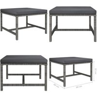 Modular-Fußhocker mit Kissen Grau Poly Rattan - Modularer Fußhocker - Gartenfußbank - Outdoor Möbel - Rattan Sessel - Balkon Deko - Home & Living von VIDAXL