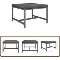 Modular-Fußhocker mit Kissen Grau Poly Rattan - Modularer Fußhocker - Gartenfußbank - Outdoor Möbel - Rattan Sessel - Balkon Deko von VIDAXL