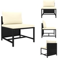 Modular-Mittelsofa mit Kissen Schwarz Poly Rattan - Gartensorgsofa - Modularsofa - Loungeset - Outdoor Möbel - Rattanmöbel von VIDAXL