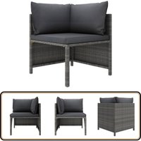Modulares Ecksofa mit Kissen Grau Poly Rattan - Gartensorgsofa - Outdoor Möbel - Loungemöbel - Eckcouch - Rattanmöbel von VIDAXL