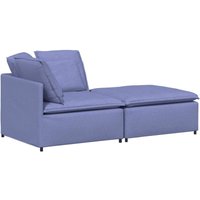 Modulares Sofa mit Fußhocker Kissen Stoff Jeansblau Vidaxl Modulares Sofa mit Fußhocker Kissen Stoff Jeansblau Vidaxl von VIDAXL