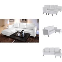 Modulsofa 3-Sitzer Kunstleder Weiß - Ecksofa - Modulsofa - Kunstleder Sofa - Weißes Sofa - Wohnzimmer Möbel von VIDAXL