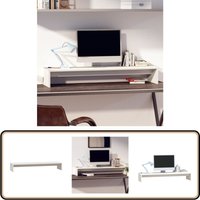 Monitorständer Weiß 100x27x15 cm Massivholz Kiefer - Monitorständer - Holz Monitorständer - Kiefer Monitorständer - Schreibtisch Organizer von VIDAXL