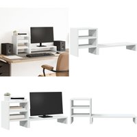 Monitorständer mit Schreibtisch-Organizer Weiß Holzwerkstoff - Vidaxl von VIDAXL