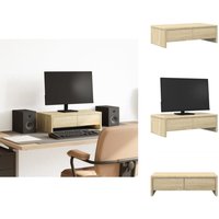 Monitorständer mit Schubladen Sonoma-Eiche 50x27x15 cm - Monitorständer - Monitor Ständer - Monitorerhöhung - Monitorständer Schreibtisch von VIDAXL