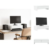 Monitorständer mit Schubladen Weiß 50x27x15 cm Holzwerkstoff - Monitorständer - Monitor Ständer - Monitorerhöhung - Monitorständer Schreibtisch von VIDAXL